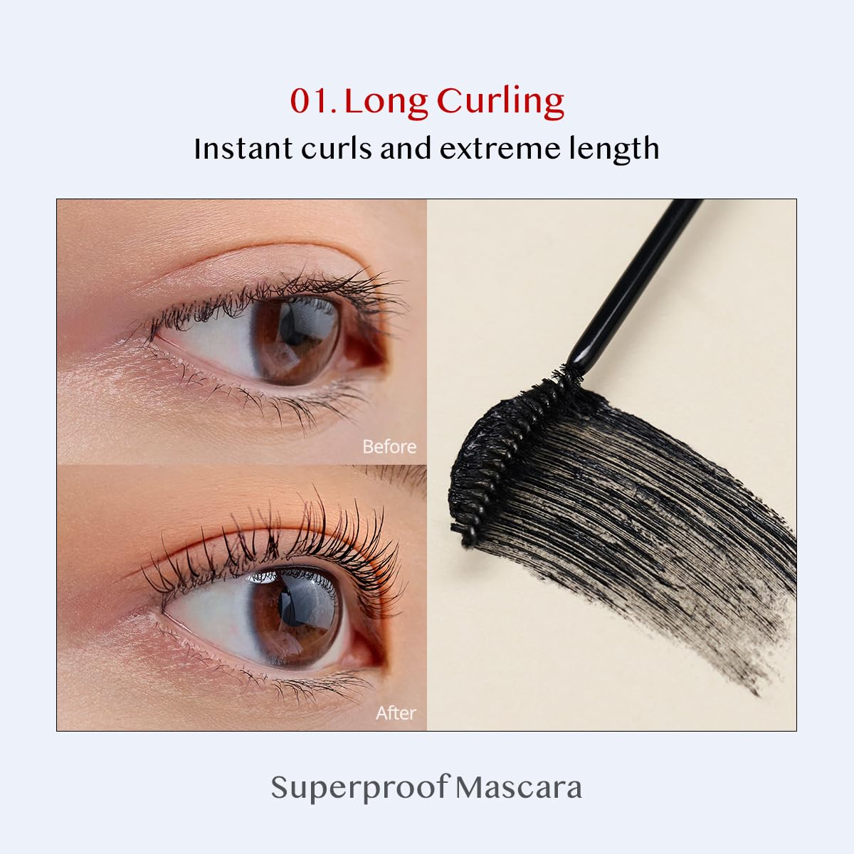 CLIO Kill Lash Mascara - Waterproof, Volumizing, Lengthening, Smudge-proof, Long-lasting with Curl Fix Formula, 0.24 fl oz