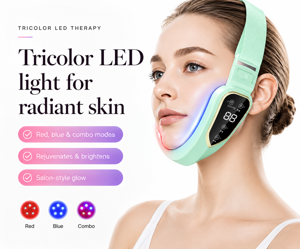 Tricolor LED light for radiant skin