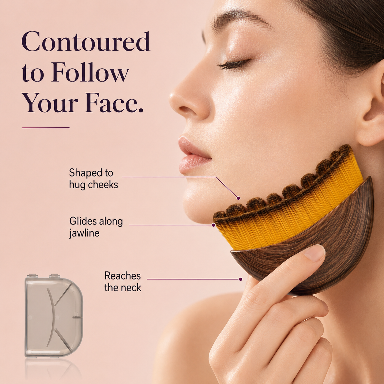 Lymphatic Drainage Contour Face Brush – De-Puffing & Sculpting Facial Massage Brush (2-Pack + Travel Case)