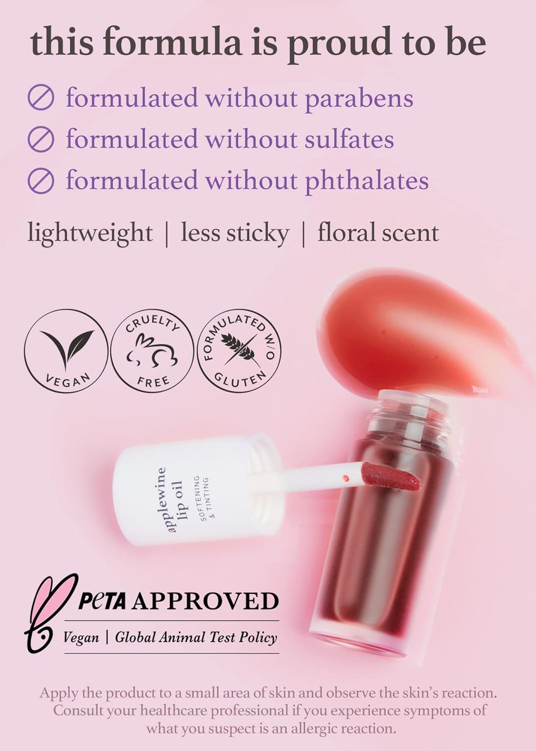 NOONI Korean Lip Oil - Applewine | Lip Stain, Long-Lasting, Moisturizing, Plumping, Revitalizing for Dry Lips