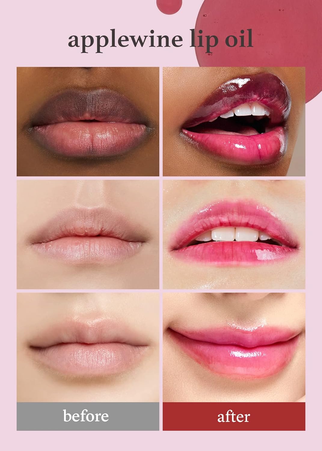 NOONI Korean Lip Oil - Applewine | Lip Stain, Long-Lasting, Moisturizing, Plumping, Revitalizing for Dry Lips