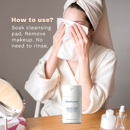 SkinSanity® Aqua de Visage – Micellar Eye Makeup Remover & Gentle Facial Cleanser | 5 fl oz
