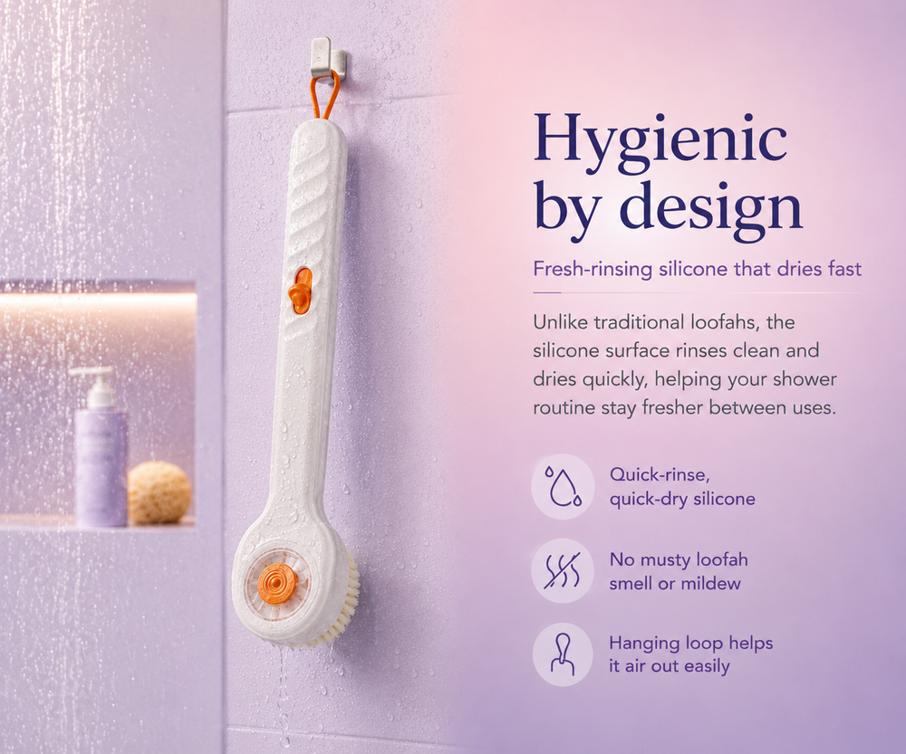 Hygienic silicone, not a grimy loofah