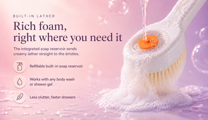 LatherReach bath brush in use