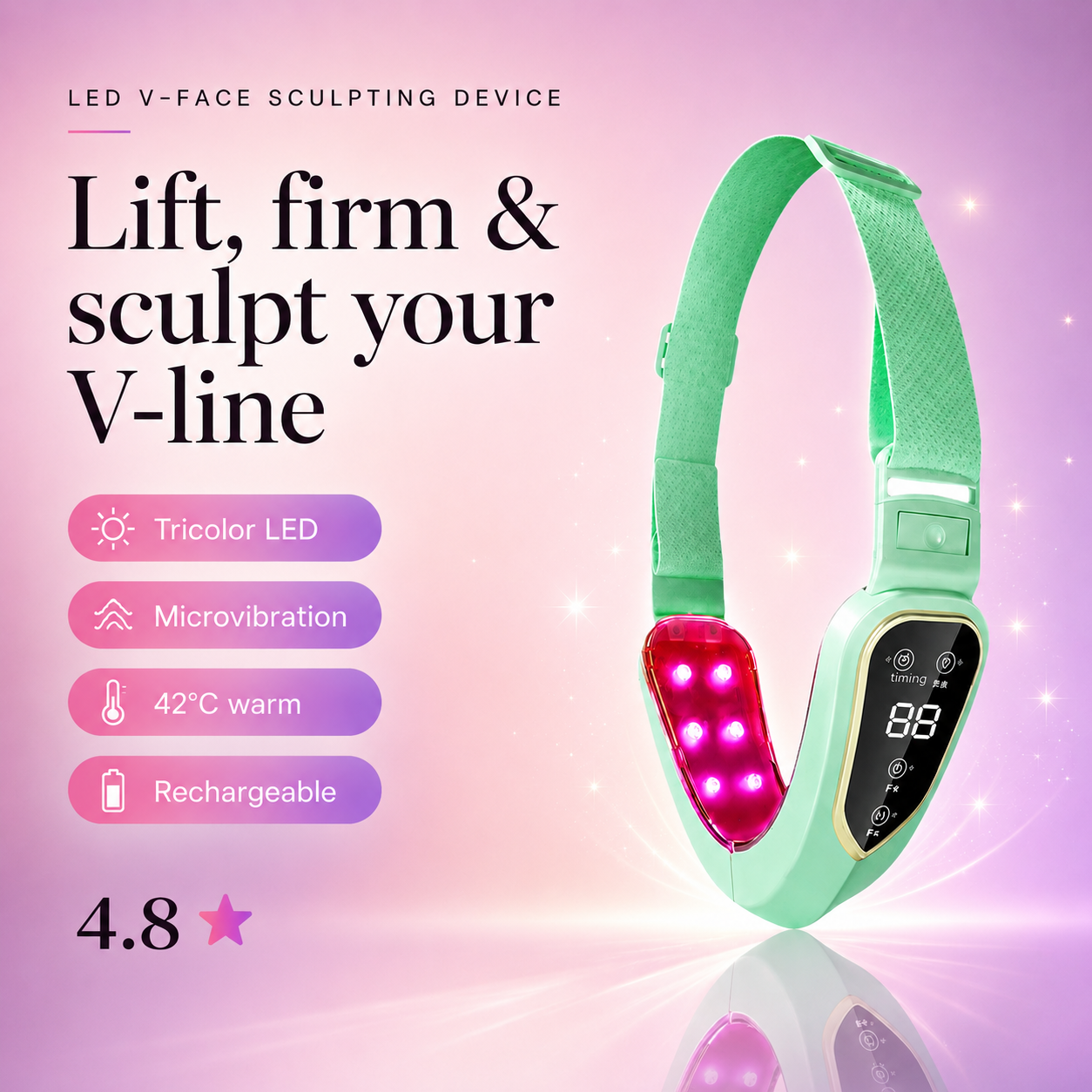V-Face Lifting & Sculpting Device – LED Light Microvibration Facial Massager
