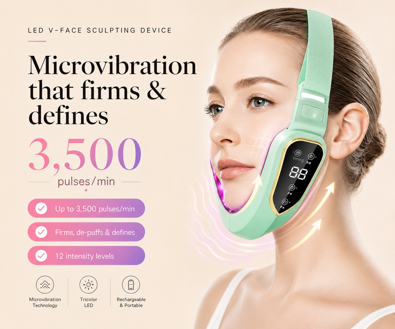 V-Face Lifting & Sculpting Device – LED Light Microvibration Facial Massager