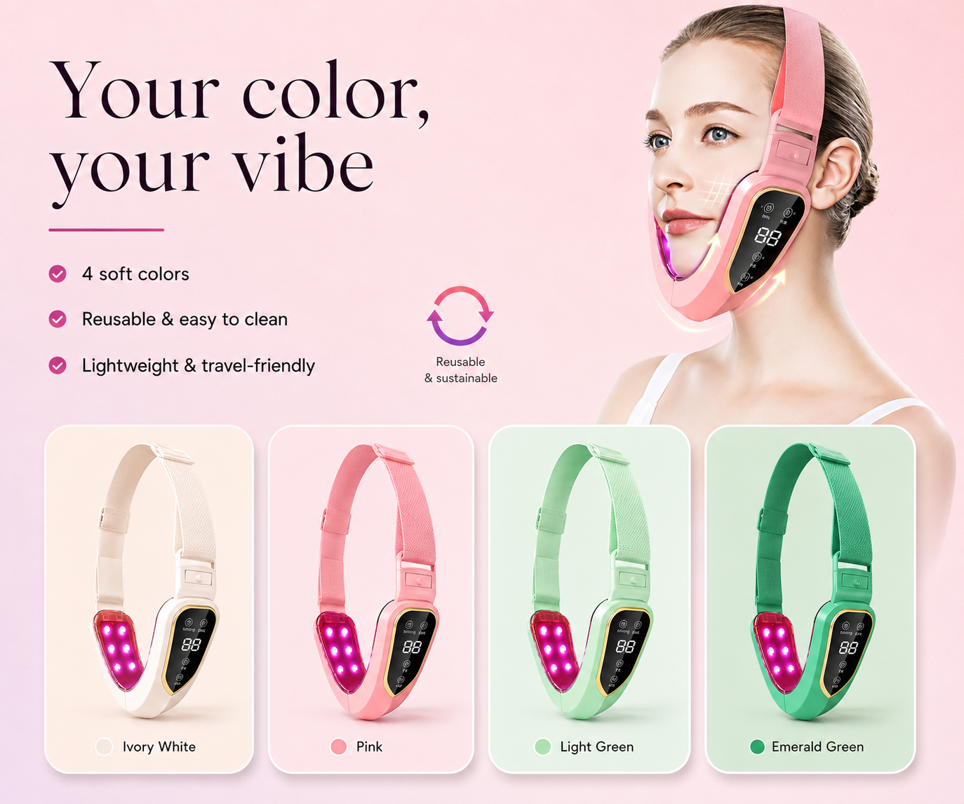 V-Face Lifting & Sculpting Device – LED Light Microvibration Facial Massager