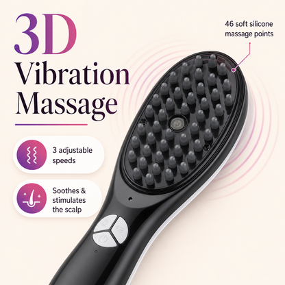 Red & Blue Light Scalp Massager Comb – Vibrating Hair Brush with Nano Mist