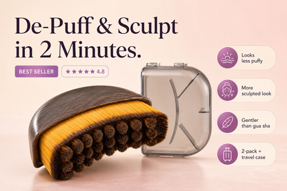 Lymphatic Drainage Contour Face Brush – De-Puffing & Sculpting Facial Massage Brush (2-Pack + Travel Case)