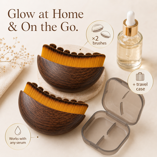 Lymphatic Drainage Contour Face Brush – De-Puffing & Sculpting Facial Massage Brush (2-Pack + Travel Case)