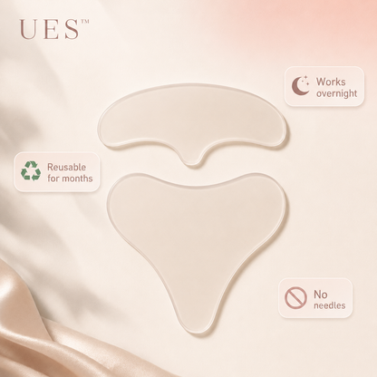 UES™ Reusable Silicone Neck, Chest and Face Smoothing Patches – Overnight Anti-Crease Patches for Tech Neck, Sleep Lines & Décolleté