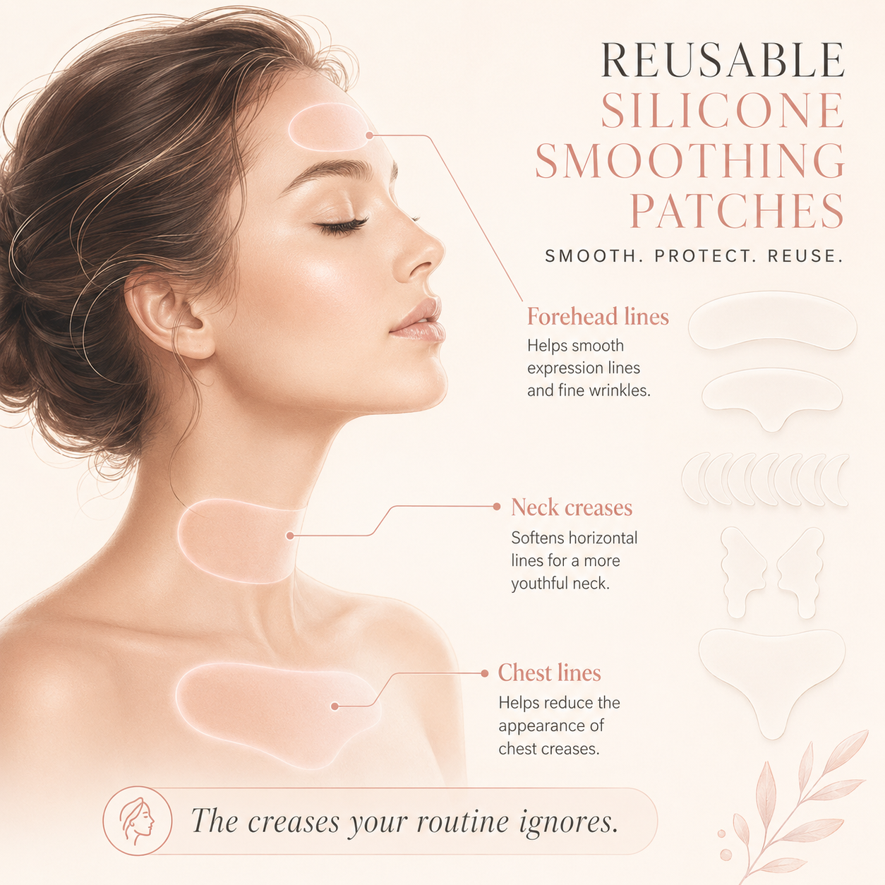 UES™ Reusable Silicone Neck, Chest and Face Smoothing Patches – Overnight Anti-Crease Patches for Tech Neck, Sleep Lines & Décolleté
