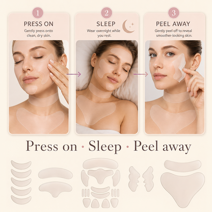 UES™ Reusable Silicone Neck, Chest and Face Smoothing Patches – Overnight Anti-Crease Patches for Tech Neck, Sleep Lines & Décolleté