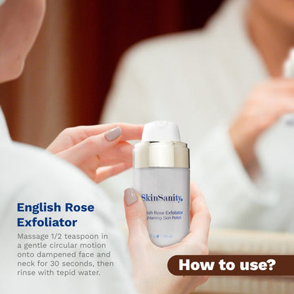 SkinSanity® English Rose Exfoliator – Brightening Face Scrub with Pearl & Rose Oil