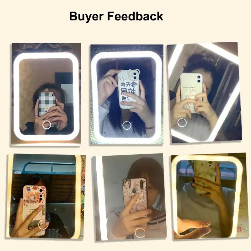 LED light-up beauty mirror details