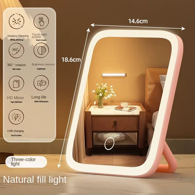 LED light-up beauty mirror — close-up