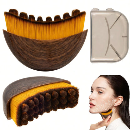 Lymphatic Drainage Contour Face Brush – De-Puffing & Sculpting Facial Massage Brush (2-Pack + Travel Case)