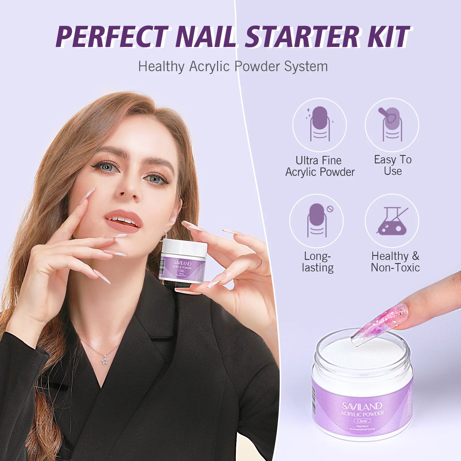 SAVILAND acrylic nail kit how to use