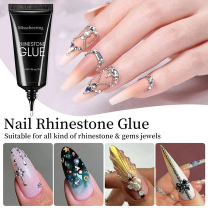 Super Strong Nail Rhinestone Glue Gel – UV Nail Glue for Nail Charms, Gems, Crystals & 3D Nail Art Decorations