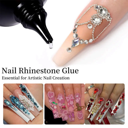 Super Strong Nail Rhinestone Glue Gel – UV Nail Glue for Nail Charms, Gems, Crystals & 3D Nail Art Decorations