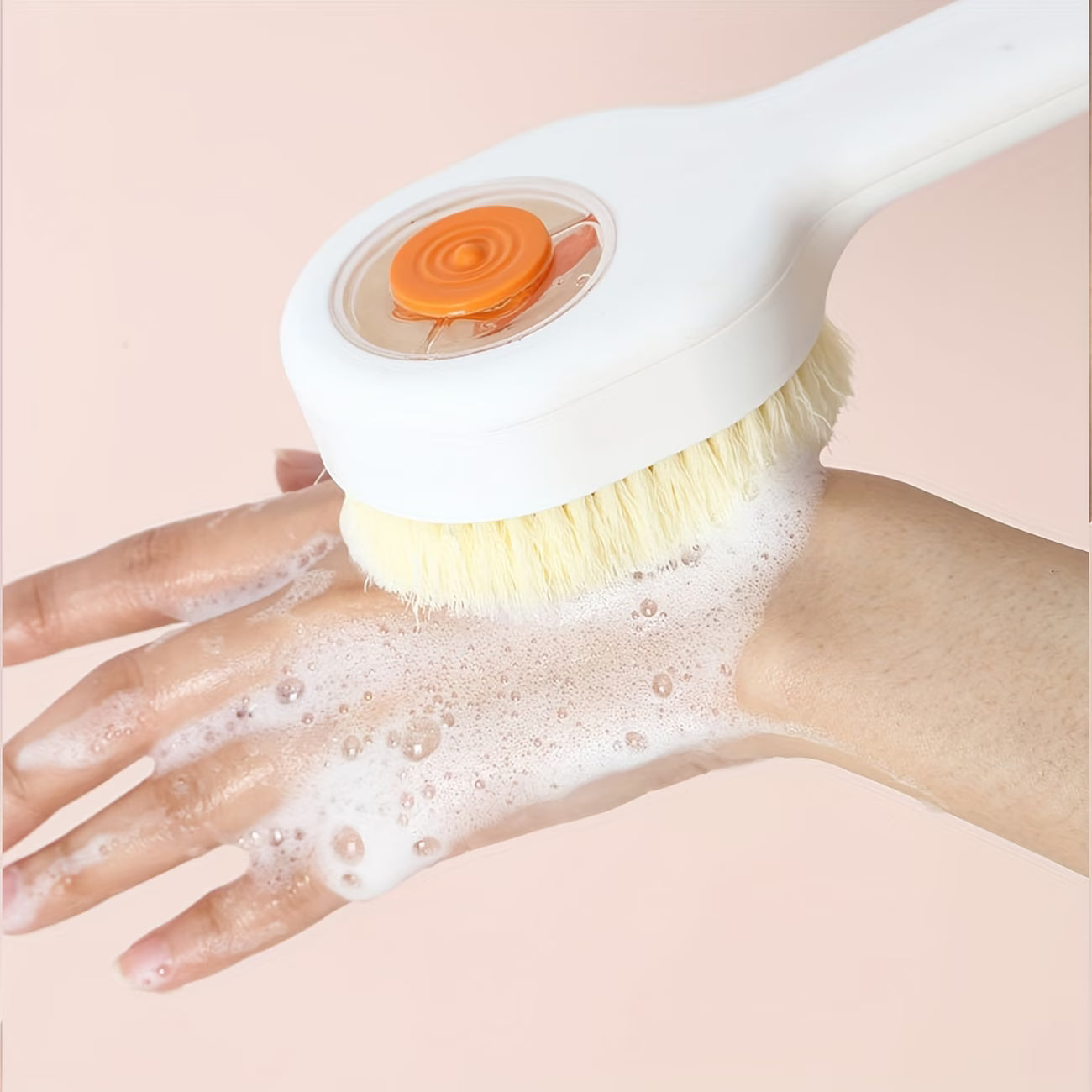 Long Handle Soft Bath Brush - Liquid Filled Body Scruber & Back Cleaning Shower Brush