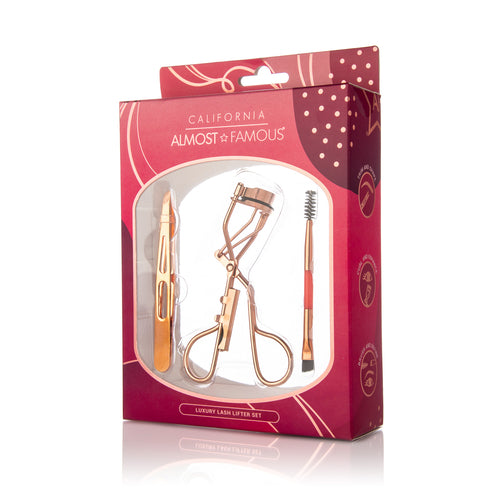 Rose Gold Eyelash Curler Kit – Lash Curler, Tweezers & Brow Grooming Set