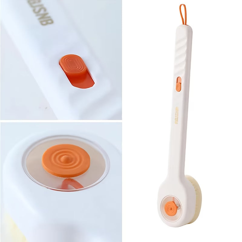 Long Handle Soft Bath Brush - Liquid Filled Body Scruber & Back Cleaning Shower Brush